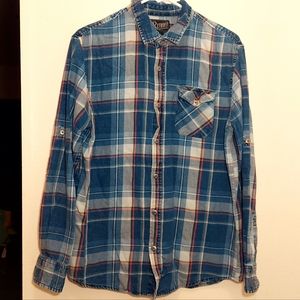 Retrofit Brand Mfg. Blue Plaid Flannel Shirt
